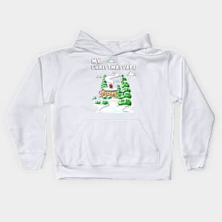 Christmas Log Cabin Winter Scene Gift V2 Kids Hoodie